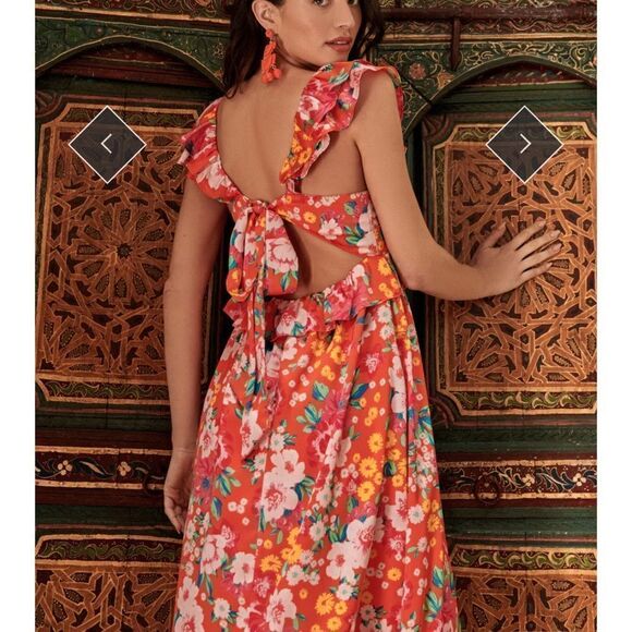 Sugarlips Waverly Floral Lizbeth Ruffle Back Tie Midi Dress - Picture 6 of 7